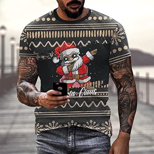 XXBR Божиќен војник со кратки ракави маици за мажи, машки Божиќ Дедо Мраз печати забава за спортски мерки за спортски