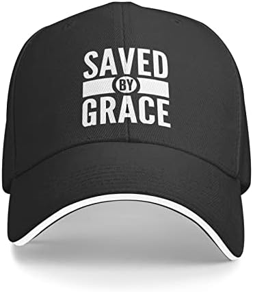 Зачувано од Грејс Библијата Писмо Цитат Унисекс Бејзбол капа, прилагодлива капа за сендвич за спортски камионџии
