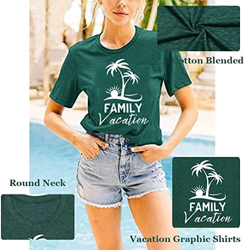 Семеен одмор кошула на плажа жени летни кокосово дрво изгрејсонце маици хавајски маици за одмор врвови