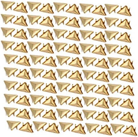 Нов LON0167 100PCS 12 mm триаголник во форма на хартија Бред златен тон за белешка за занаетчиски занает