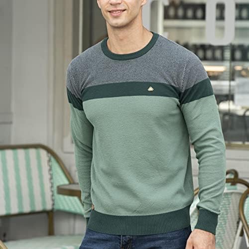 Машки џемпер од вратот меки случајни џемпери за мажи класичен џемпер џемпер со долги ракави пулвер врвот со работ