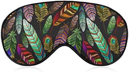 Lynarei Sleeper Mask Прекрасна тропска паун пердуви спиење маска за очи за слепило со прилагодлива лента боја пердуви