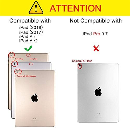 iPad 2017 2018 9.7 инчен случај/iPad Air 2 Case/iPad Air Case, Dteck PU кожа Smart Multi-Ange Stand Stand