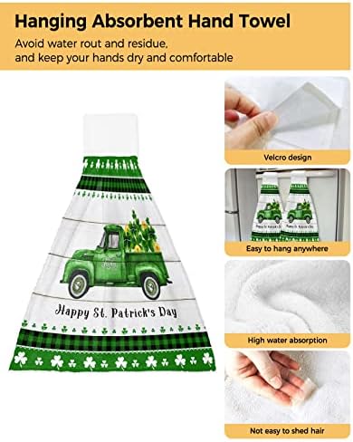 Зелен камион на Денот на Свети Патрик, со среќа детелина, виси вратоврска за вратоврска за кујна бања, 2 пакувања