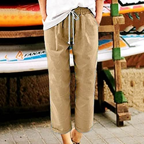 Comigeewa тинејџери девојки обични панталони панталони за жени спандекс газа постелнина права нога обична есенска летна