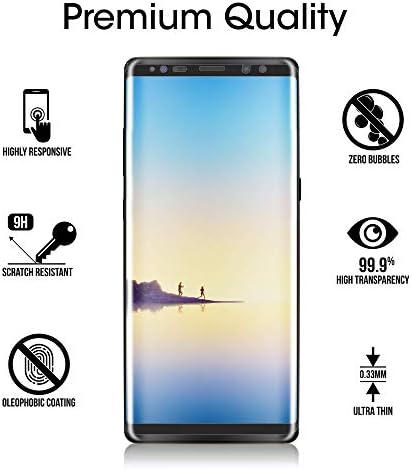 Амфилм Стаклен Заштитник На Екранот За Samsung Galaxy Note 8, Покриеност На Цел Екран, 3D Закривена, Матрица