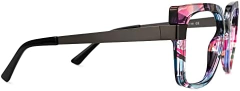 Зелол Цветни Преголеми Дебели Квадратни Сини Светлосни Очила за Блокирање За Жени Ув400 Заштита