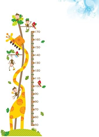 SOIMISS Wallид леплива висина висина за раст на висина Цртана жирафа мајмун Отстранлив wallид раст на wallидот