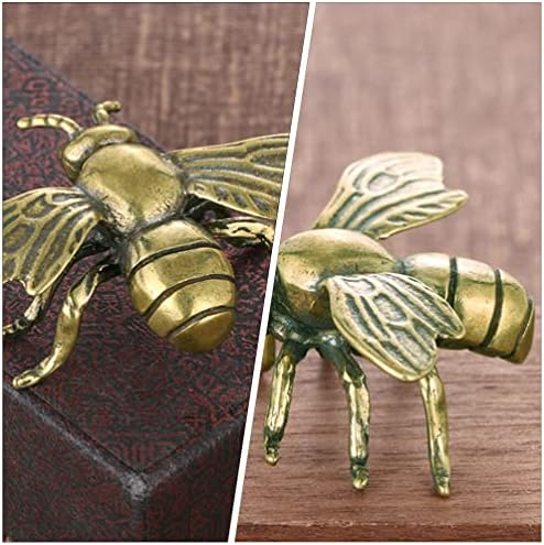 Фигурини на злато пчела ИМИКЕЈА: 3 парчиња гроздобер месинг пчела статуи Декоративен месинг животински украс DIY