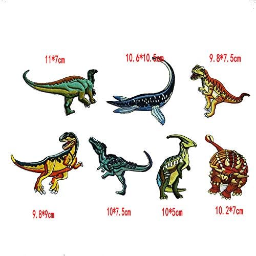 14 компјутери/сет везена крпа извезена јура диносаурус лепенка тираносаурус/диносаурус носии за украсување каубојски палто