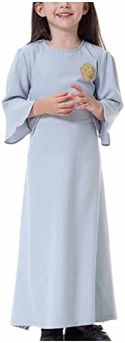 Мали Девојчиња Деца Одблесок Макси Фустан Со Долги Ракави Муслиманска Абаја Наметка Обичен Едноставен Модерен