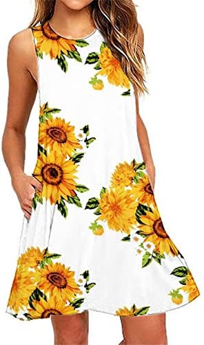 Фустани за плажа салон дами без ракави екипаж вратот цвет миди бохо хавајски ками резервоар фустани sundress