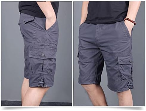 МАЈИИФУ-ГЈ Машки лесни карго-шорцеви на отворено Солидни кратки панталони Зипер џебови опуштени вклопени мулти џебни