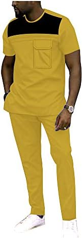 Men's 2 Piece Set African Dashiki Tracksuit Short Bluze Bluze врвови и панталони поставени плус големина