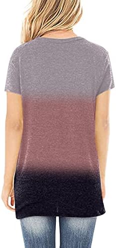 Блуза мета за тинејџери есен летен краток ракав 2023 V вратот памучен графички завој лабава вклопена опуштена вклопена