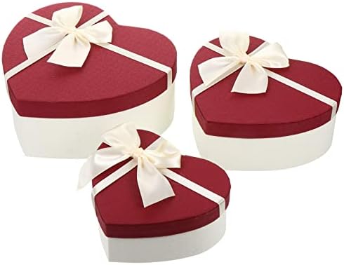 Имикеја 3 парчиња Кутии За Подароци Во Форма На Срце Со Лента За Покривање За Свадба Денот На Вљубените Црвена
