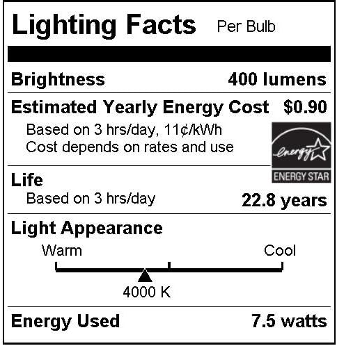Sunlite PAR20/LED/7.5 W/FL40/DIM/ES / 40K/6PK 4000K Кул Бела LED PAR20 7.5 W, 50w Замена Рефлектор Светилки Со