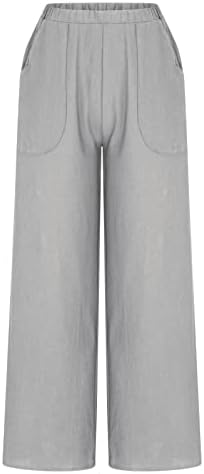 Постелни панталони Chgbmok за жени обични еластични половини салон панталони широки нозе палацо панталони ретро цврста