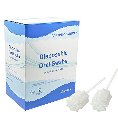 Munkcare орални брисеви од устата сунѓер- нетретирани и нерасположени за бебе и стари лица за орално чистење бели